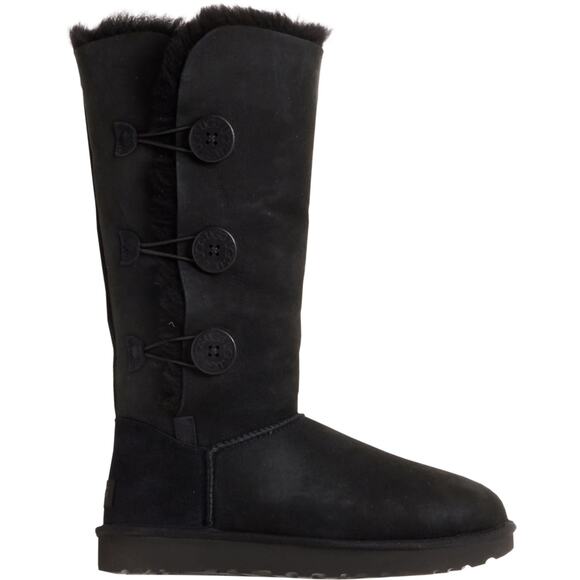UGG Australia Women's Black Suede Bailey Button Triplet II Tall Boots 5 NEW - Picture 5 of 6